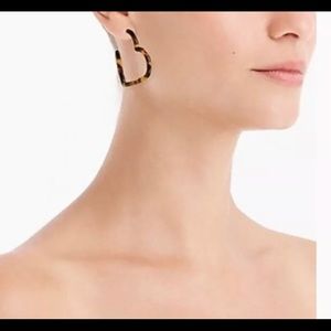 NWT J. Crew Tortoise Heart Hoop Earrings, Dust Bag